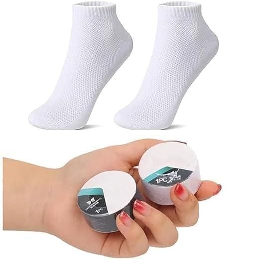 Disposable Socks,Wash-free Socks Travel Portable Socks for Men and Women Assorted Color (Pack of 2)